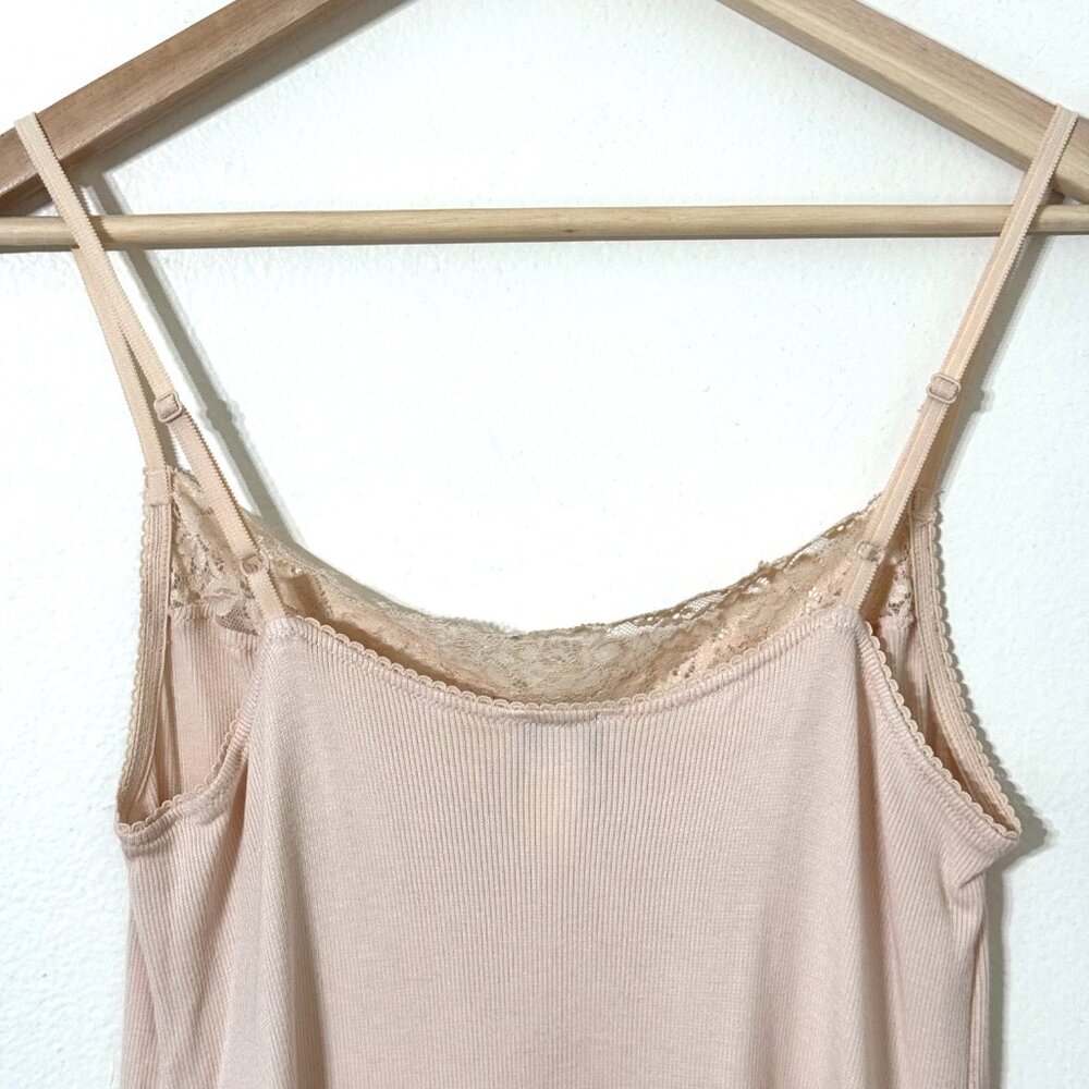 Felina Y2K Ribbed Camisole Tank Top XL Lace Trim Peach Cami Stretchy Coquette - Picture 5 of 10